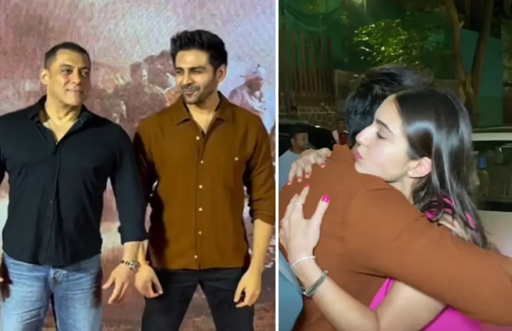 Gadar 2 success party :Kartik Aaryan hugs his rumored ex-girlfriend Sara Ali Khan