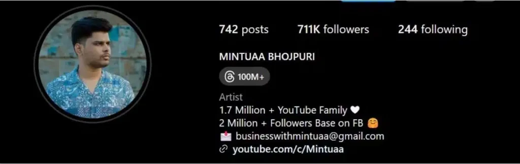 Mintuaa Bhojpuri Instagram channel
